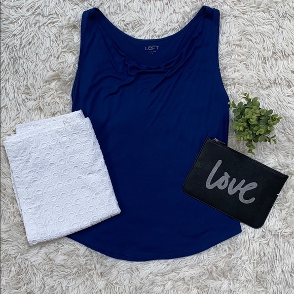 Loft Drape Neck Tank 💗 Royal Blue - Picture 4 of 11